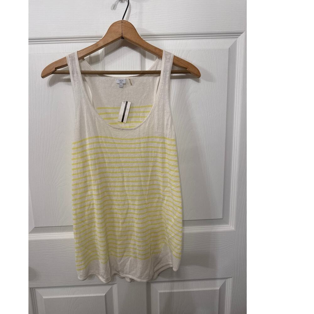 NWT Bela NYC Linen Blend Yellow & White Striped Tank, 3 (XS)